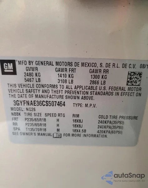 2012 Cadillac Srx Luxury Collection из США, поврежденный, VIN 3GYFNAE36CS507464